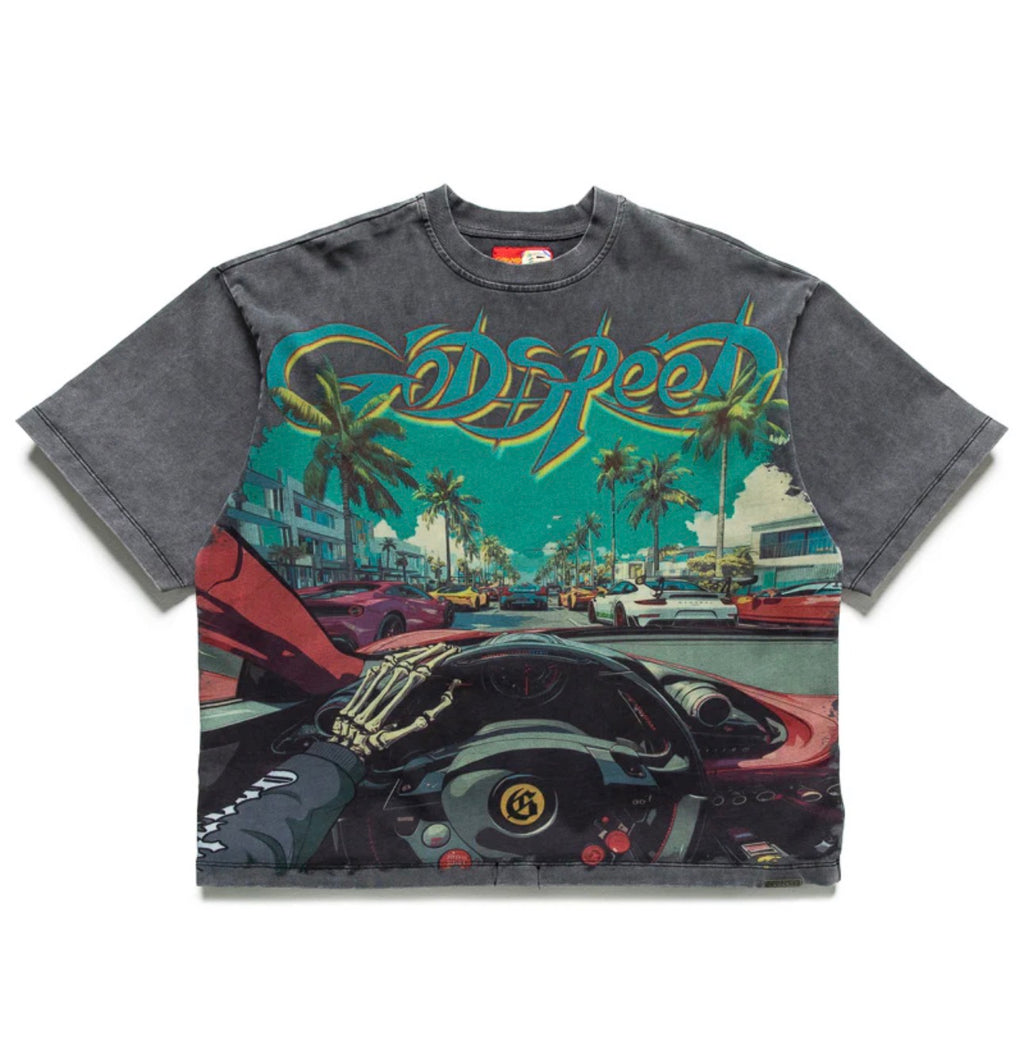 Godspeed Power Steering Miami Superrun T-Shirt (Grey Wash) – Limited #268/444